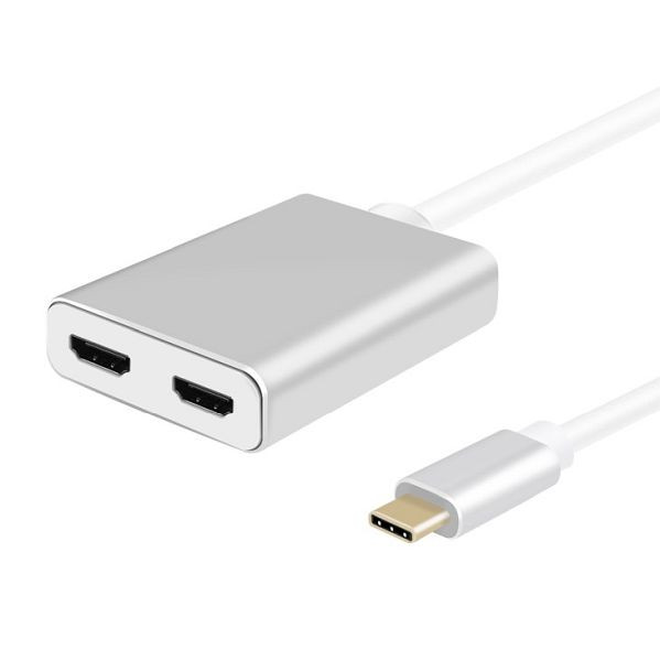 Répartiteur Helos, fiche USB 3.1 Type-C™/2x prise HDMI, PREMIUM 4K, argent, 288384