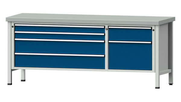 Établis ANKE Établi en caisson, modèle 286 V, 2000 x 700 x 850 mm, RAL 7035/5010, ZBP 50 mm, 304.610