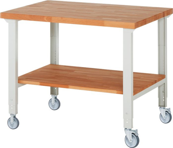 Etabli mobile RAU (réglable en hauteur) 7000-7, 1250x900x950-1000mm, 2 roulettes fixes et pivotantes chacune, 05-7000-7-129B4H22.12