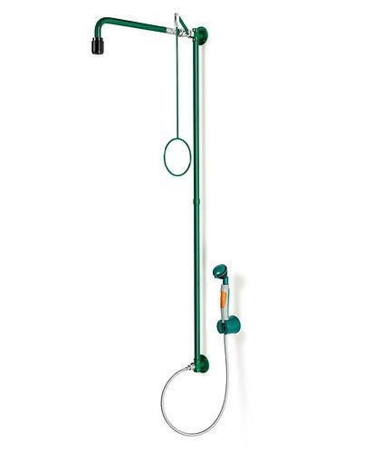 Douche de corps B-SAFETY avec douchette oculaire et 1 pomme de douche, vert, montage mural, BR 863085/75 l, 305298