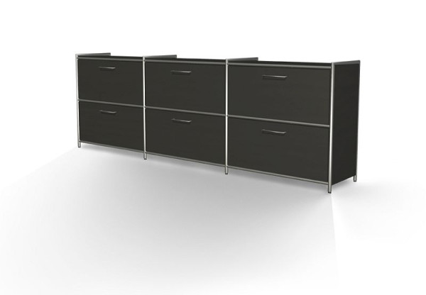 Buffet Kerkmann large avec 2 tiroirs pour 2 OH, Artline, L 2360 x P 380 x H 780 mm, anthracite, 13791913