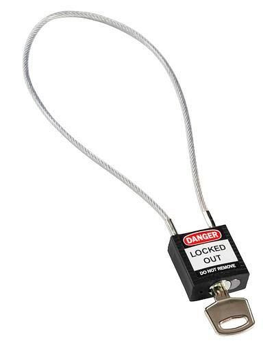 Serrure de sécurité compacte Brady, clé à division différente, avec support de câble 400 mm, noir, 244341