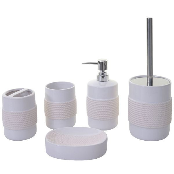 Ensemble de salle de bain 5 pièces Mendler HWC-C73, ensemble de toilette, ensemble de salle de bain, accessoires de salle de bain, céramique, blanc, 61684