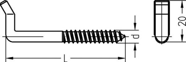 Crochet à vis Dresselhaus type 26 sans fente, dimensions: 5,8 x 50, 0219400000580050000001