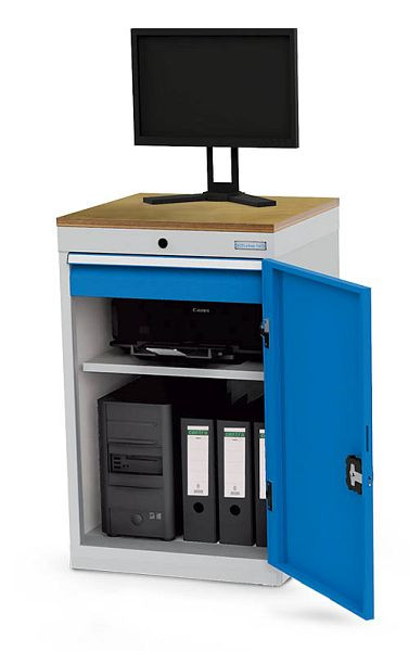 Armoire informatique fixe Bedrunka+Hirth, 1 x tiroir, 1 x étagère, 1 x porte battante, dimensions en mm (LxPxH) : 530 x 500 x 850, 04.530.02oRA