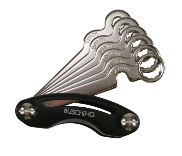 Jeu de clés de purge de frein Busching dans un support pliable 6 pièces, contenu du kit : 7, 8, 9, 10, 11, 12 mm, 100847