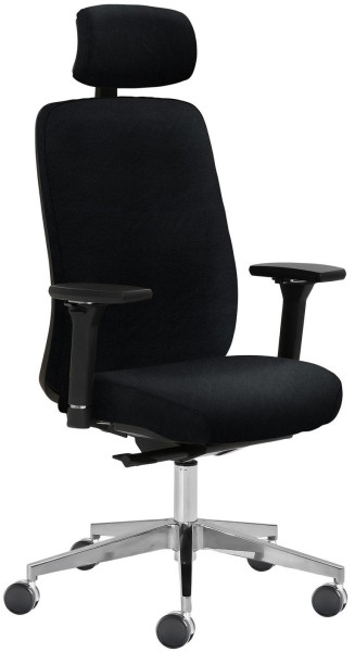 Mayer Sitzmöbel chaise pivotante, accoudoirs 4D, piètement en aluminium, roulettes pour tapis, noir, cuir, 2229_AV4D_KS_SYM++_POL_81007