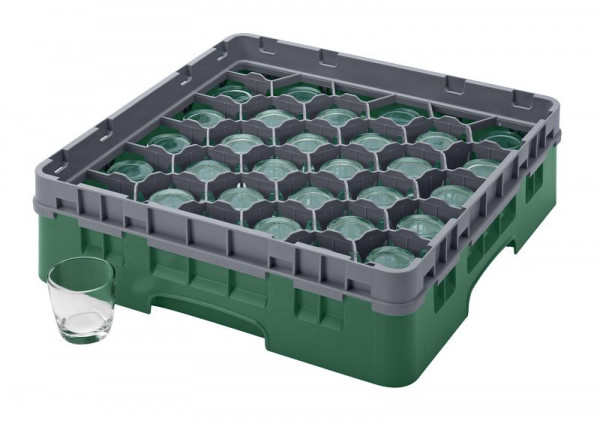 Cambro Panier de rinçage Camrack® à 30 compartiments, hauteur maximale de 3,75 po, couleur : vert bouteille, 30S318119