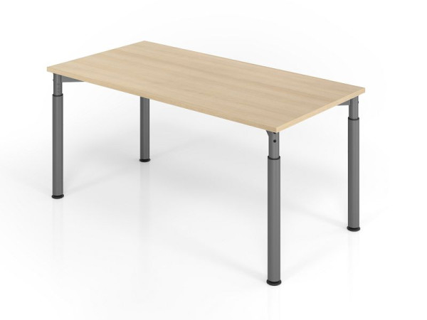 Bureau Hammerbacher YS16, 160 x 80 cm, plateau : chêne, épaisseur 25 mm, chant épais en ABS, forme rectangulaire, graphite, VYS16/E/G