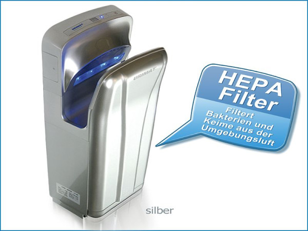 Sèche-mains URIMAT Favorit Silver avec filtre HEPA, 205.553 + 251.536