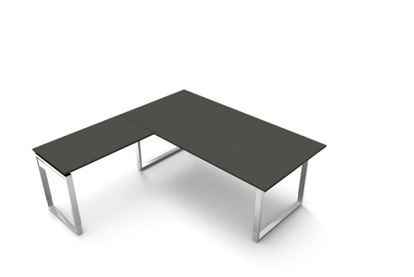 Poste de travail angulaire Kerkmann composé d'un bureau L 1800 x P 800 x H 680-820 mm, couleur : anthracite, 11438313