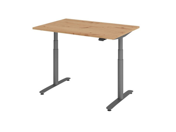 Hammerbacher bureau assis-debout électrique 120x80cm chêne noueux/graphite, VXDLR12/R/G
