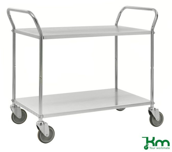 Chariot à étagères Kongamek Light, 4 roulettes dont 2 avec freins, zingué, 2 étagères, KM4147-EB