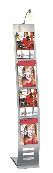Support d'information Kerkmann, étroit, L 260 x P 420 x H 1650 mm, aluminium argenté, 44693014