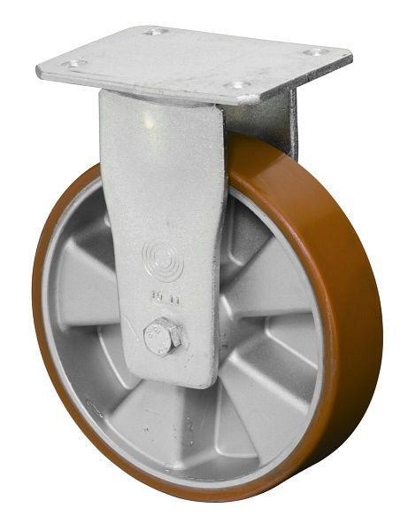 BS Rolls Roulette robuste, roulette fixe, largeur 50 mm, Ø200 mm, jusqu'à 800 kg, polyuréthane coulé 95 Shore A, corps de roue en aluminium, roulement à billes, RR110.B90.200