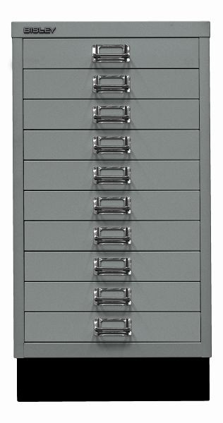 Bisley MultiDrawer™, série 29 avec base, DIN A3, 10 tiroirs, argent, L29A310S355