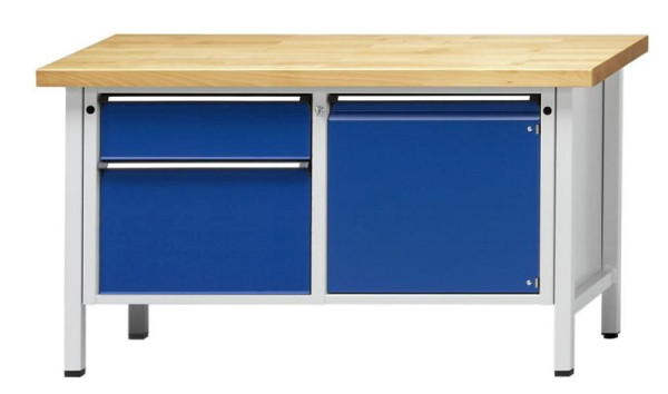 Établi d'armoire ANKE; 1500x700 mm; RAL 7035/5010; Gauche 2 tiroirs 180, 360 mm; Droite 1 porte 540 mm