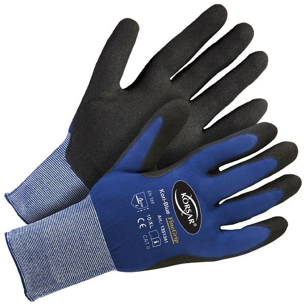 Korsar Kori-Blue FineGrip bleu-noir, paquet de 12 paires, taille: 7, 1351341007