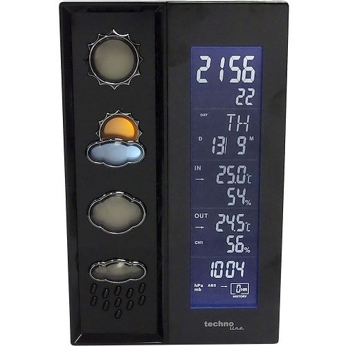 Station météo Technoline, radio-réveil DCF-77 avec possibilité de réglage manuel, dimensions : 120 x 194 x 65 mm, WS 6650