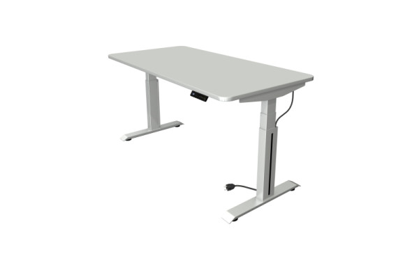 Table assis/debout Kerkmann L 1600 x P 800 mm, réglable en hauteur électriquement de 640 à 1290 mm, gris clair, 10010611