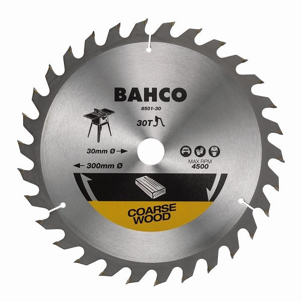 Lame de scie circulaire Bahco, 300 mm, 60 dents, dents spéciales pour stratifié + bois dur, 8501-30XF