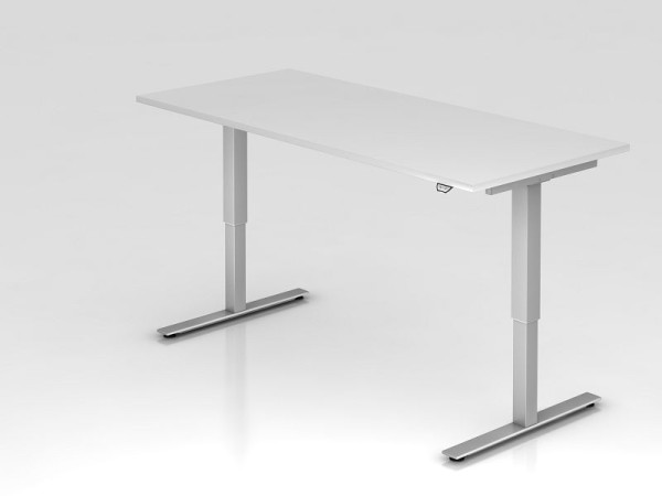 Bureau assis-debout électrique Hammerbacher 180x80cm blanc, hauteur de travail 73 - 119 cm, VXMST19/W/S