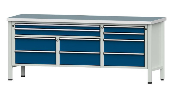 Établis ANKE Établi en caisson, modèle 285 V, 2000 x 700 x 840 mm, RAL 7035/5010, UBP 40 mm, 304.588