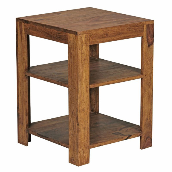 Étagère sur pied Wohnling MUMBAI en bois de Sesham massif 60 cm avec 2 compartiments de rangement design style maison de campagne, WL1.390