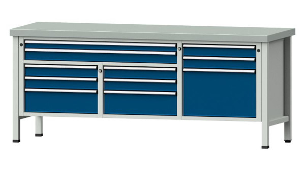 Établis ANKE Établi en caisson, modèle 283 V, 2000 x 700 x 850 mm, RAL 7035/5010, ZBP 50 mm, 304.562