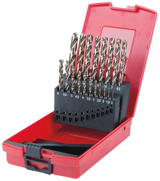 KS Tools HSS-G Co 5 jeu de forets hélicoïdaux, cassette en plastique 19 pièces 1-10 mm, 330.3620