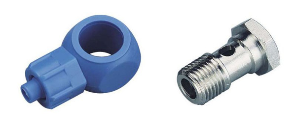 temporisateur A-WSH-6/4-1/8-POM-MSv, raccord à bague pivotante coudée - cylindrique, 1 voie avec boulon banjo -POM, UE : 10 pièces, 01637539