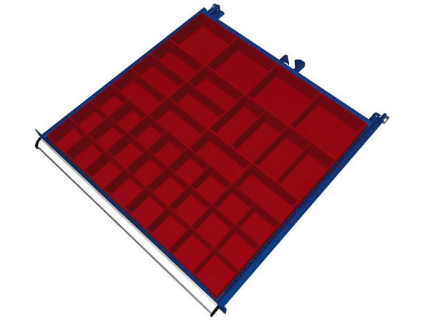 Kit de matériel de séparation KLW pour tiroirs à partir d'une hauteur de compartiment 75 mm (hauteur de caisse 52 mm) dans une armoire SGB, dimension d'armoire 725 x 750 mm L x P, SGB-B11-052