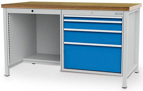 Établi à caisson Bedrunka+Hirth série 1500 R24-24, 1x50, 1x100, 1x150, 1x300 mm, 1500 x 750 x 859 mm, 03.15.031V