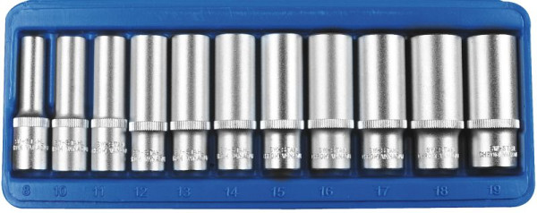 Inserts pour clés à douille SW-Stahl, 3/8", 8-19 mm, profonds, 11 pièces, 05530L