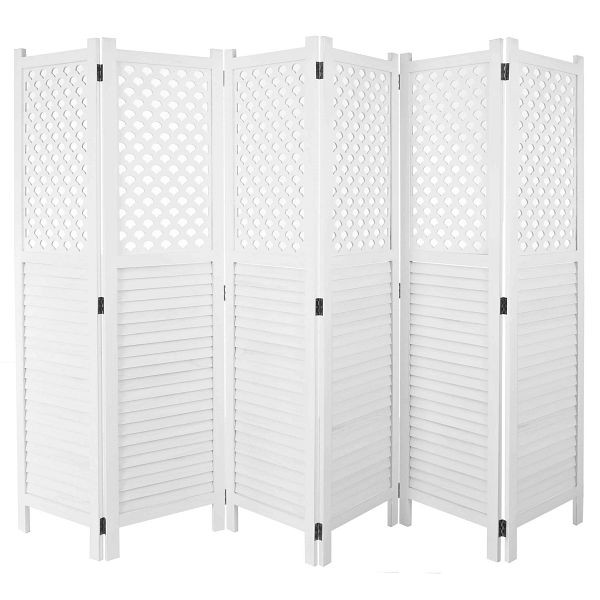 Mendler Paravent HWC-A84, écran de confidentialité pour cloison de séparation, ornements 170x245cm, blanc, 59916