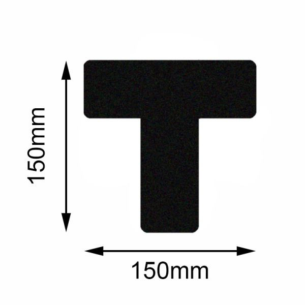 Marqueur de sol Mehlhose Pièce en T noire de sécurité 150x150mm, UE: 10 pièces, KSST1V10