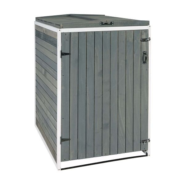 Mendler XL 1-/2-poubelle revêtement HWC-H74, poubelle, extensible 120x75x96 bois, gris-blanc, 80477