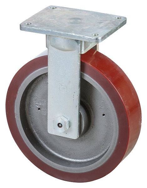 Roues BS Roulette robuste, roulette fixe, largeur de roue 100 mm, Ø roue 400 mm, capacité de charge 3500 kg, polyuréthane coulé 95 Shore A, fonte, roulement à billes, RR110.C10.401