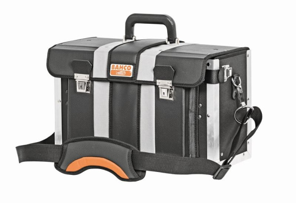 Mallette à outils en cuir Bahco, ouverture frontale, noir/orange, 4750-FOLTC-1
