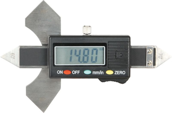 Jauge de cordon de soudure ELMAG 'Version de précision - Numérique', mesure du joint d'angle 0-20 mm, mesure du joint plat 0-11 mm, joint en V 60°, 70°80°90°, 54492
