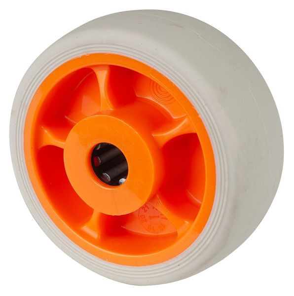 Roue en caoutchouc thermoplastique BS rollers, jante orange, roulement à rouleaux gris, diamètre de roue : 80 mm, lot de 8, B44.081.F002