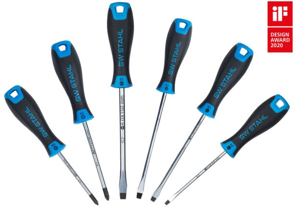 Jeu de tournevis en acier SW, fente 4-8 mm + Phillips PZ1/2, 6 pièces, 32814L