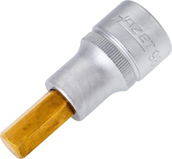 Douille tournevis Hazet, carré creux 12,5 mm, profil six pans creux, 10 mm, version courte avec moletage, 986-10