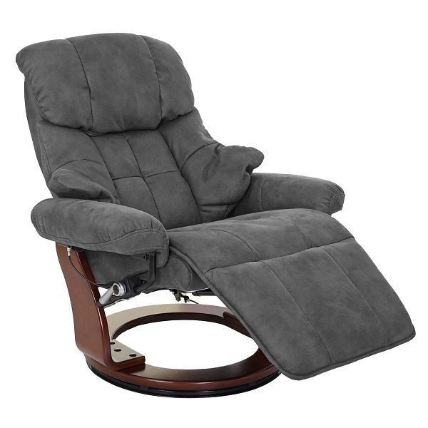 Chaise de relaxation Mendler MCA Calgary 2, chaise TV, tissu/textile capacité de charge 150 kg, gris foncé, aspect noyer, 68475