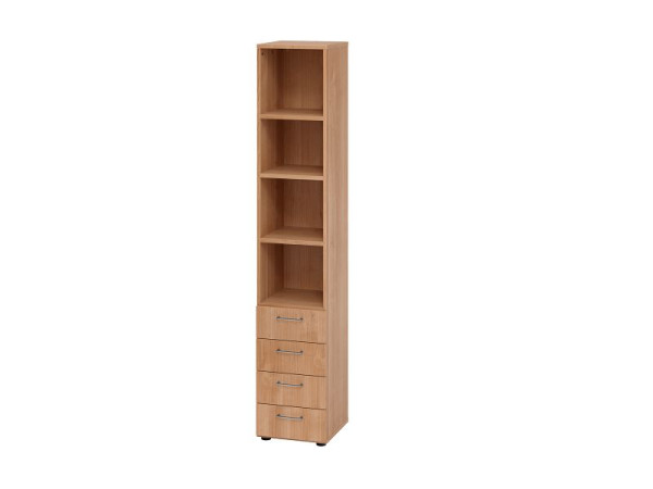 Armoire combinée Hammerbacher 6OH, 4 tiroirs, BS noyer/noyer, 40 x 41,7 x 215,6 cm, 4 tiroirs, poignée en métal, V964S4/N/N/BS