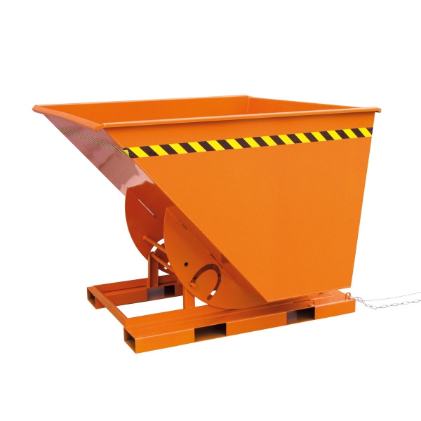 Benne basculante industrielle Eichinger à hauteur hors tout élevée, basculable perpendiculairement et dans le sens de la marche, 1000 kg, 300 litres, orange pur, 20130400000000
