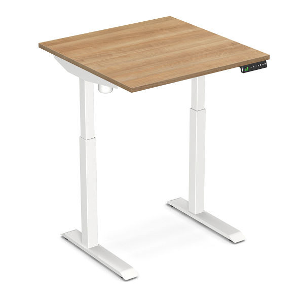 Bureau assis-debout Worktrainer StudyDesk (blanc / Havana 80 x 80 cm), StD-s-white-hvn
