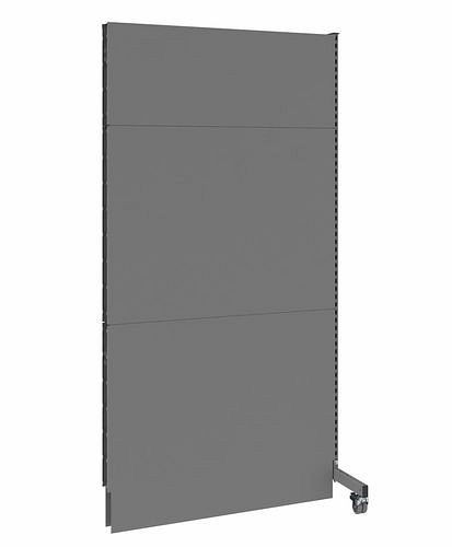 Cloison acoustique mobile DENIOS, panneau rapporté, L 1250, H 2500 mm, tôle perforée acoustique d'un côté, grise, 293079