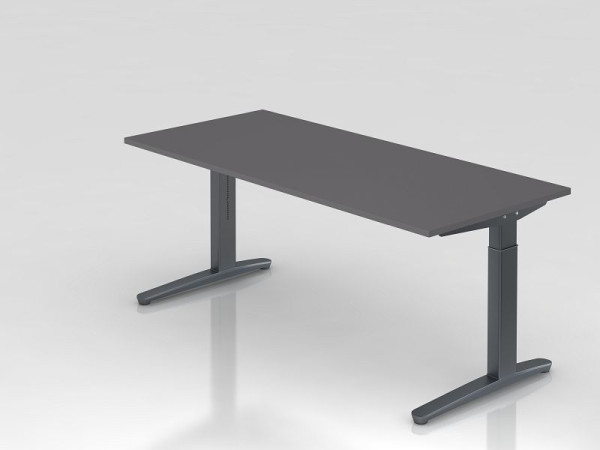 Bureau Hammerbacher pied C 180x80cm graphite/graphite, forme rectangulaire, VXB19/G/GG