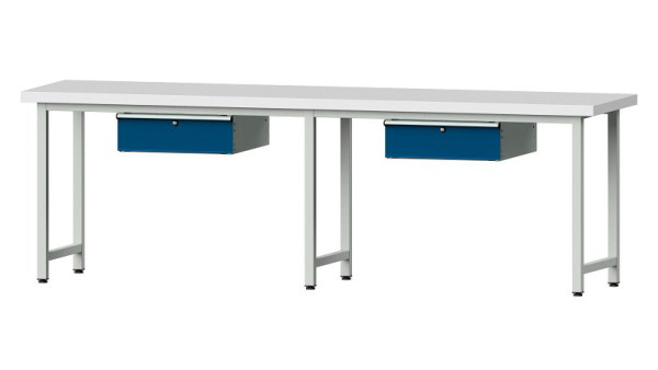 Bancs de travail ANKE table de travail, modèle 93, 2800 x 700 x 900 mm, RAL 7035/5010, KSP 50 mm, 400.423